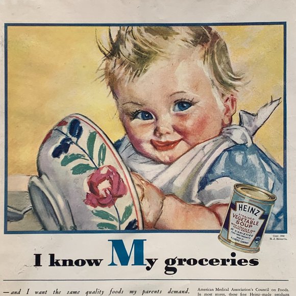 1936 Heinz Strained Baby Foods Print Ad Cute Colorful 14” x 10” - Picture 4 of 8
